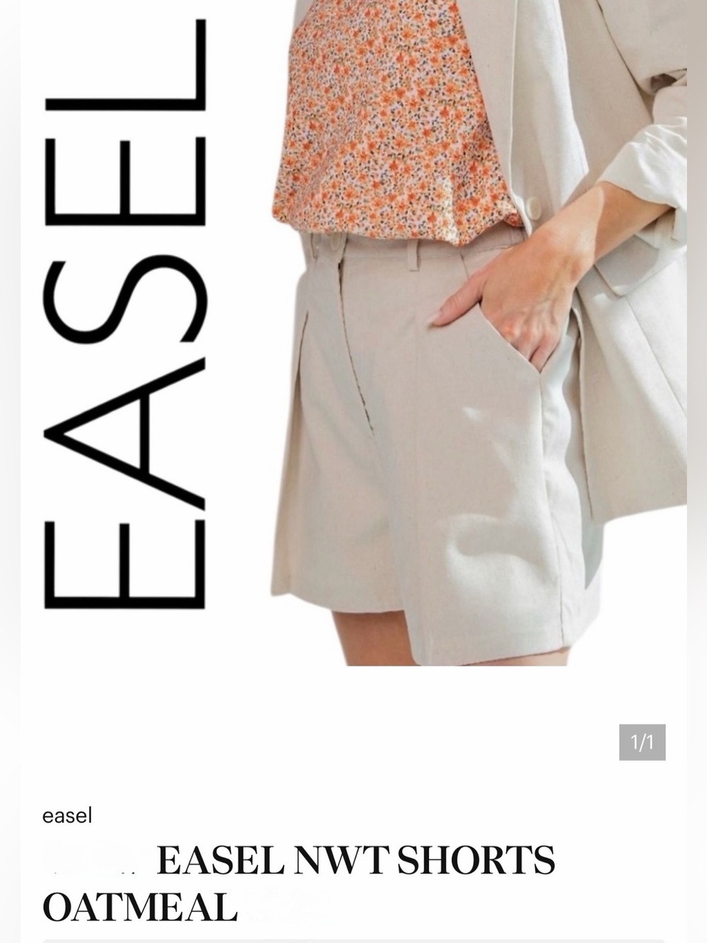 EASEL NWT WOVEN PLEATED SHORTS_OATMEAL _ SZ MED